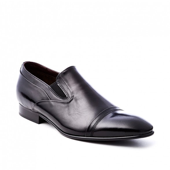 Mens black leather formal slip-on dress shoe