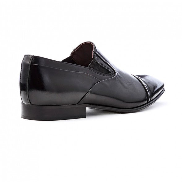 Mens black leather formal slip-on dress shoe