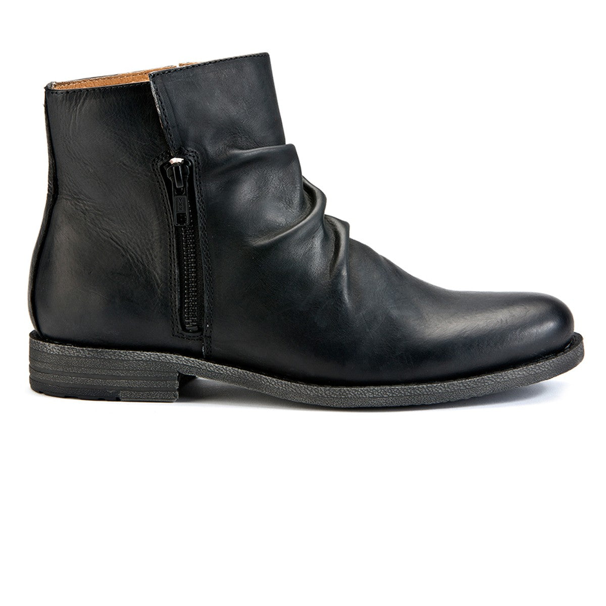 Mens black leather zip-up boots