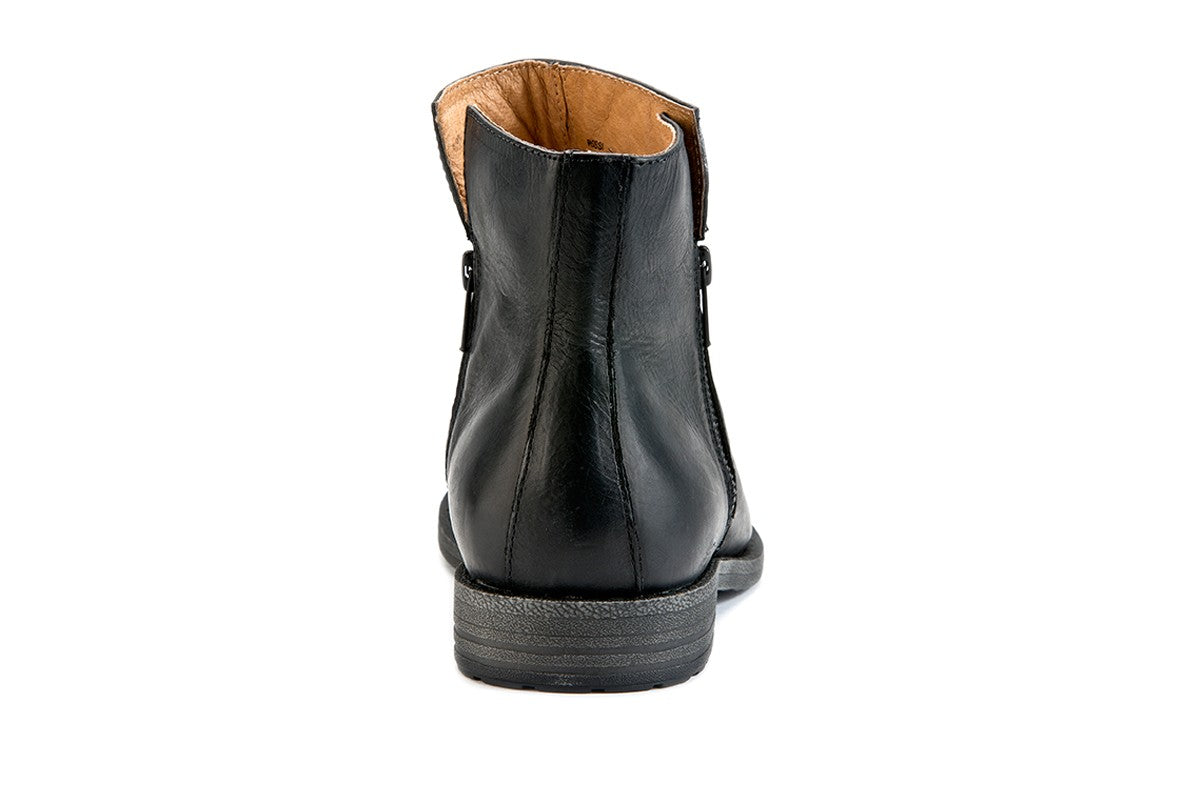 Mens black leather zip-up boots