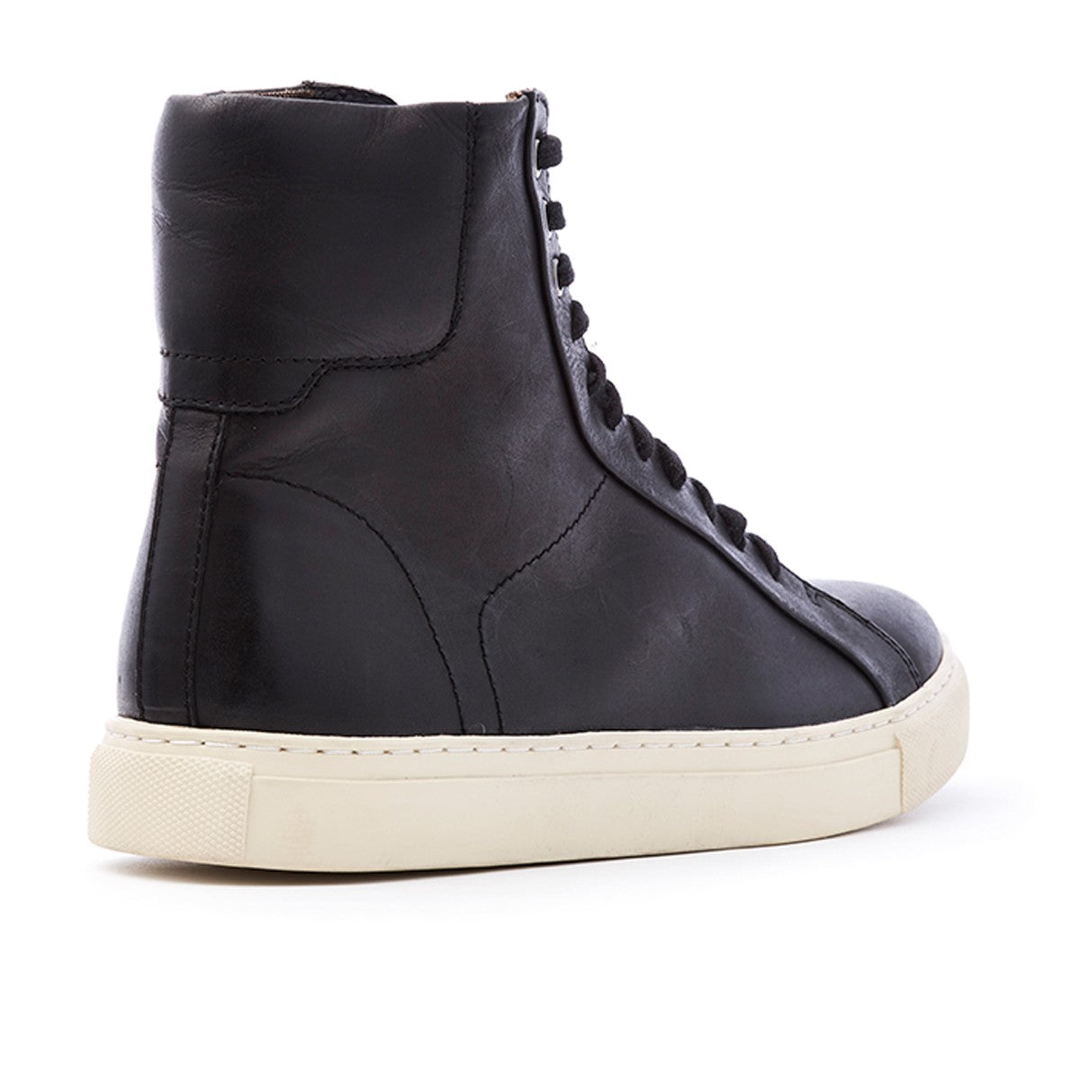 Mens black leather lace-up hi-top sneaker