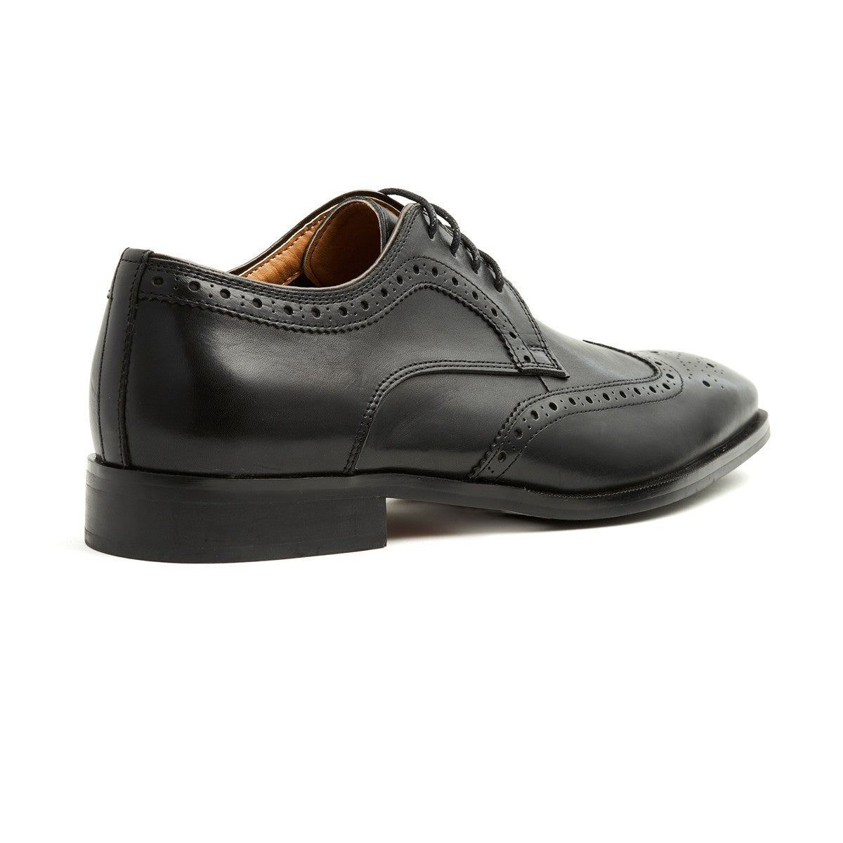Mens black leather brogue lace-up derby shoe