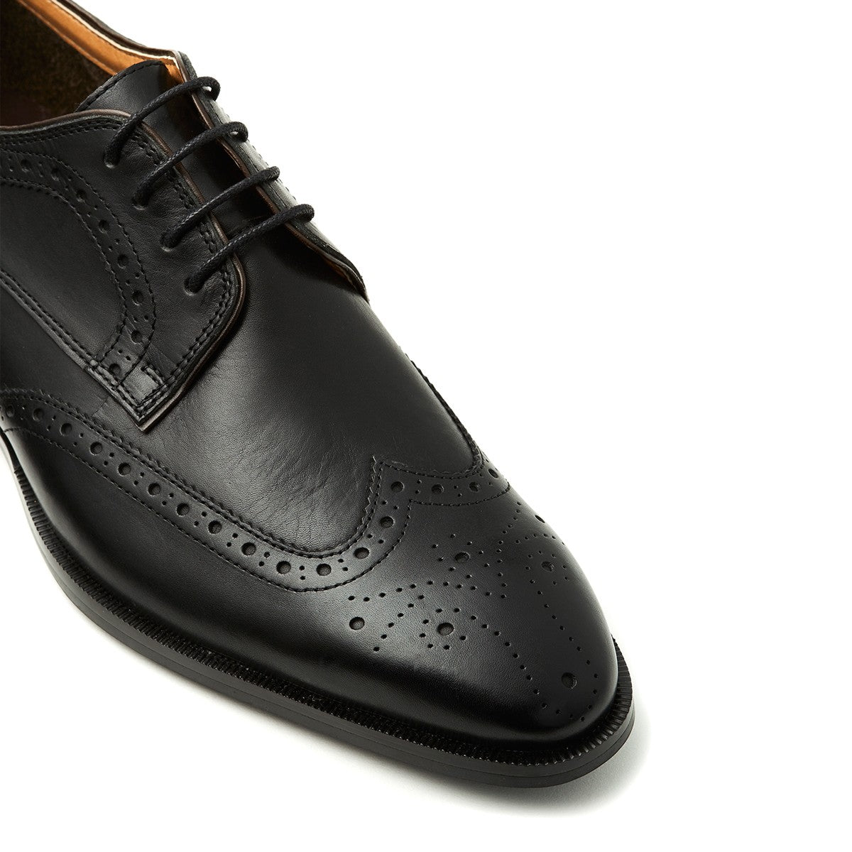 Mens black leather brogue lace-up derby shoe