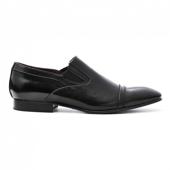 Mens black leather formal slip-on dress shoe