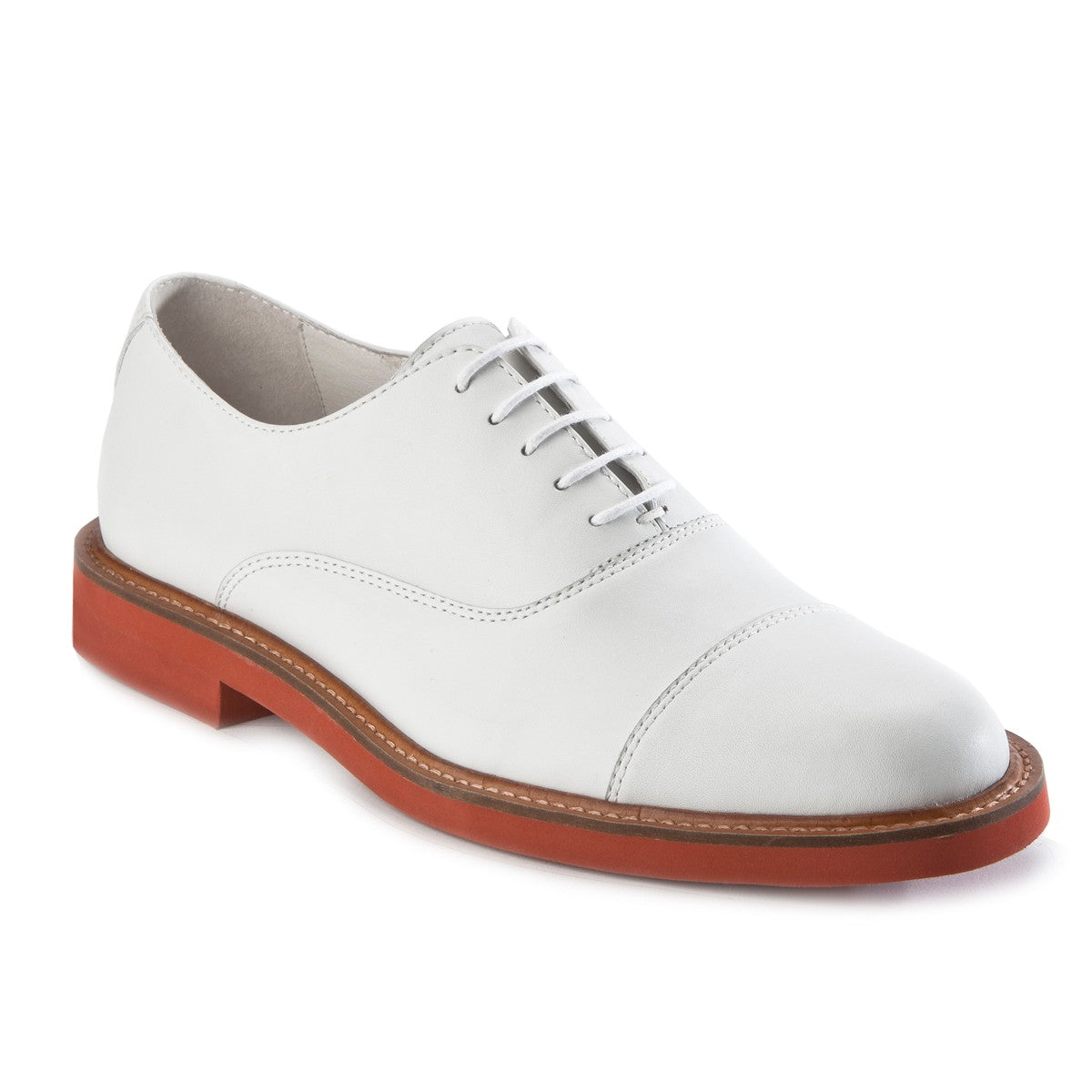 Mens white leather oxford lace-up shoes
