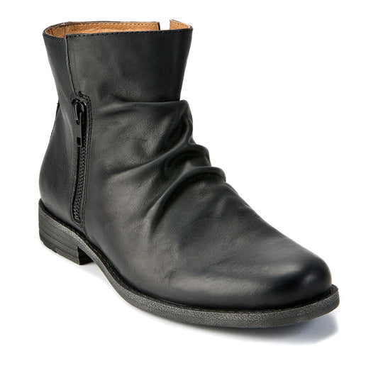 Mens black leather zip-up boots