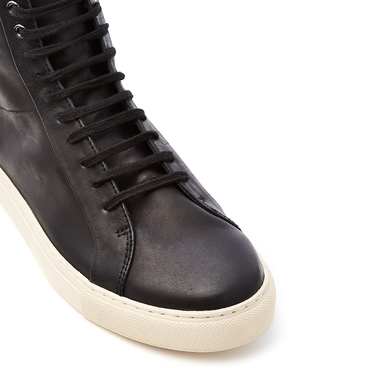 Mens black leather lace-up hi-top sneaker